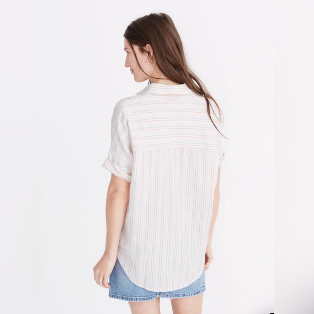 Madewell Cream Striped Button-Up Shirt - Picture 9 of 11